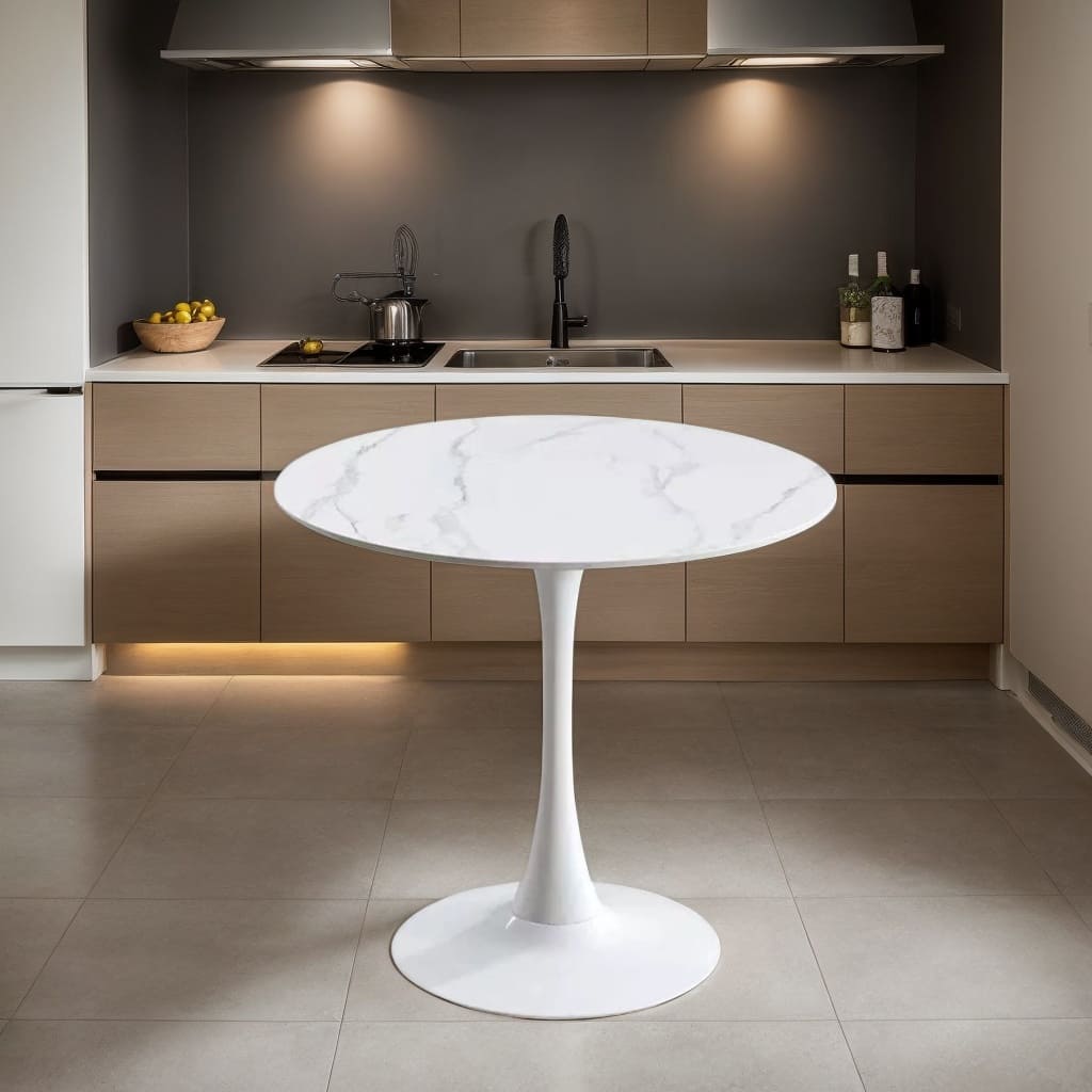 Round White Tulip Dining Table for Apartment & Small Spaces