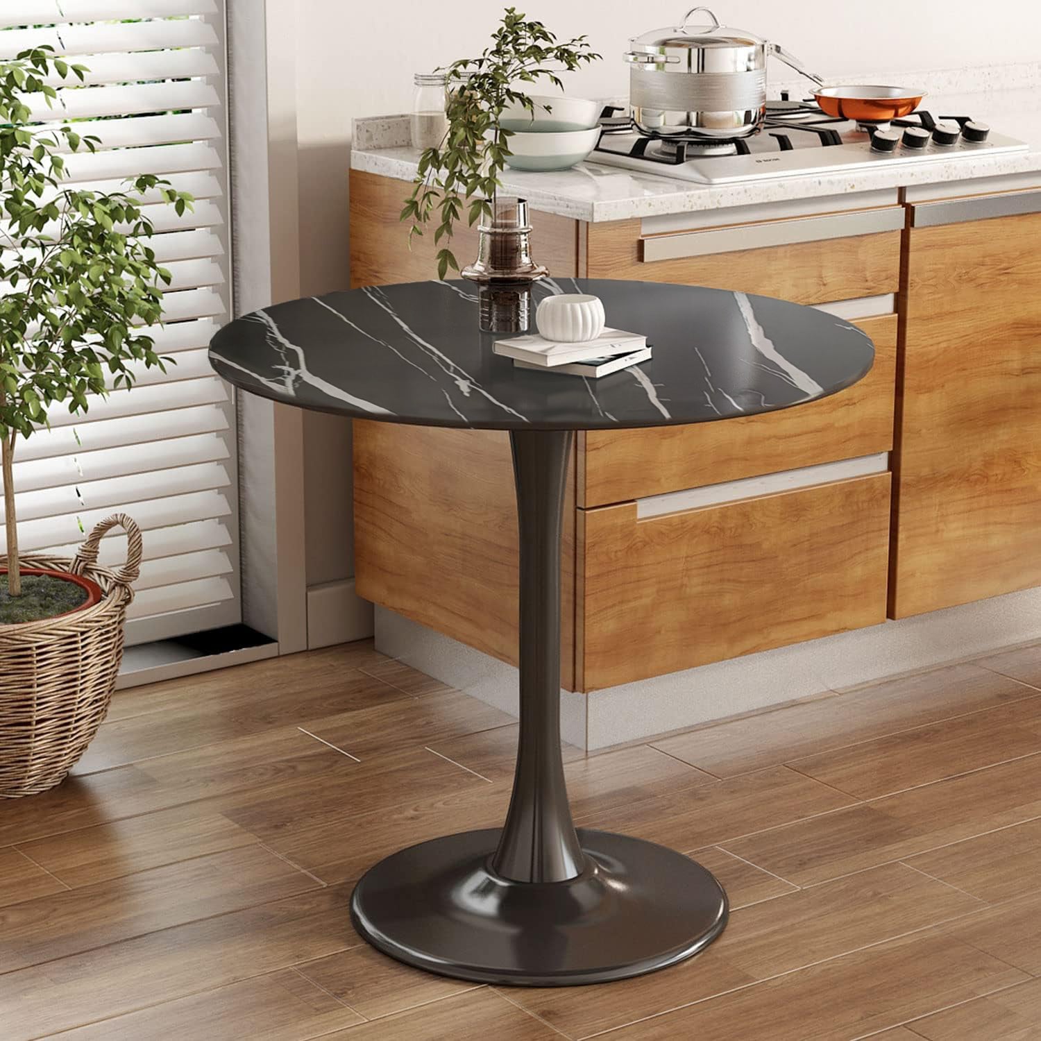 24” Round White Tulip Dining Table for Apartment & Small Spaces