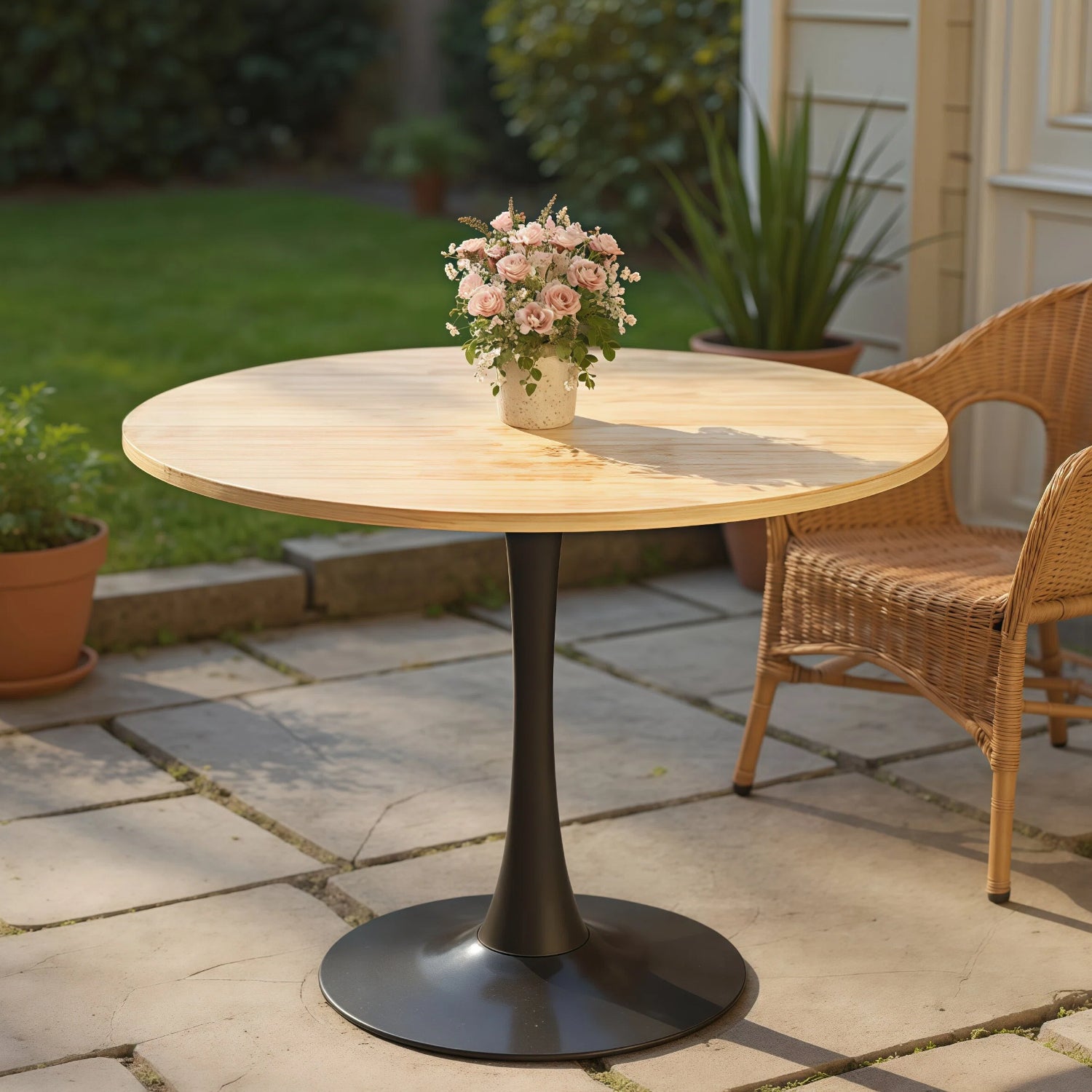 24” Round White Tulip Dining Table for Apartment & Small Spaces