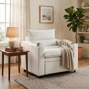 3-in-1 Convertible Sleeper Chair with Velvet Upholstery & Cup Holders