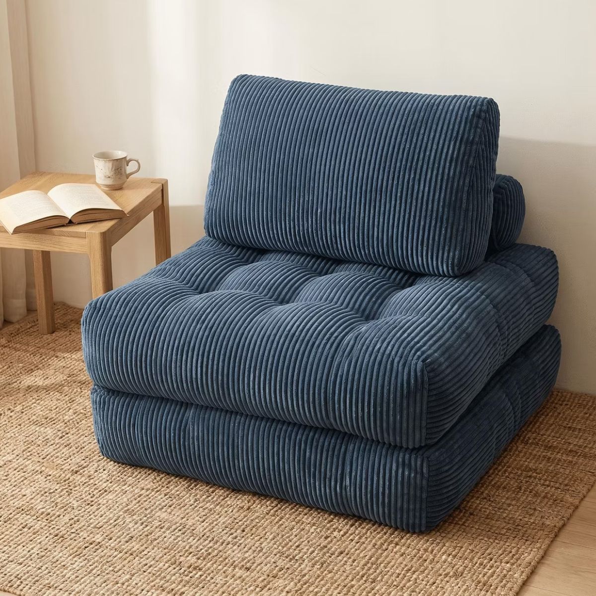 Corduroy Bean Bag Chair Bed with 2-in-1 Convertible Lounger Design