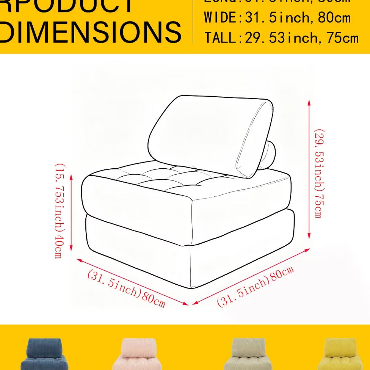 Corduroy Bean Bag Chair Bed with 2-in-1 Convertible Lounger Design