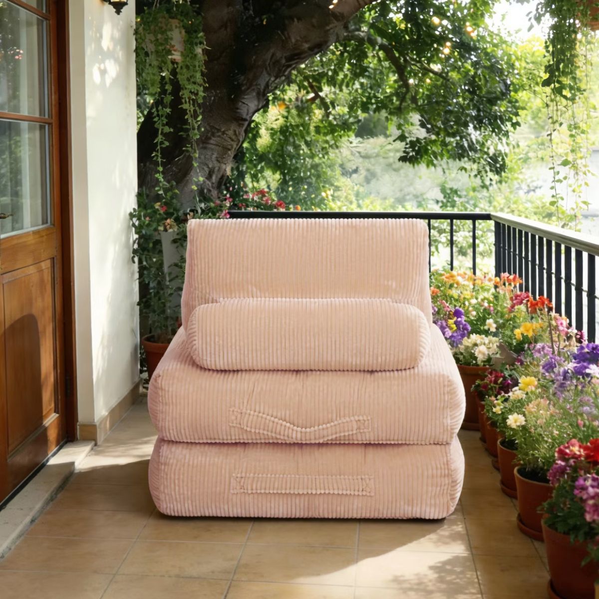 Corduroy Bean Bag Chair Bed with 2-in-1 Convertible Lounger Design