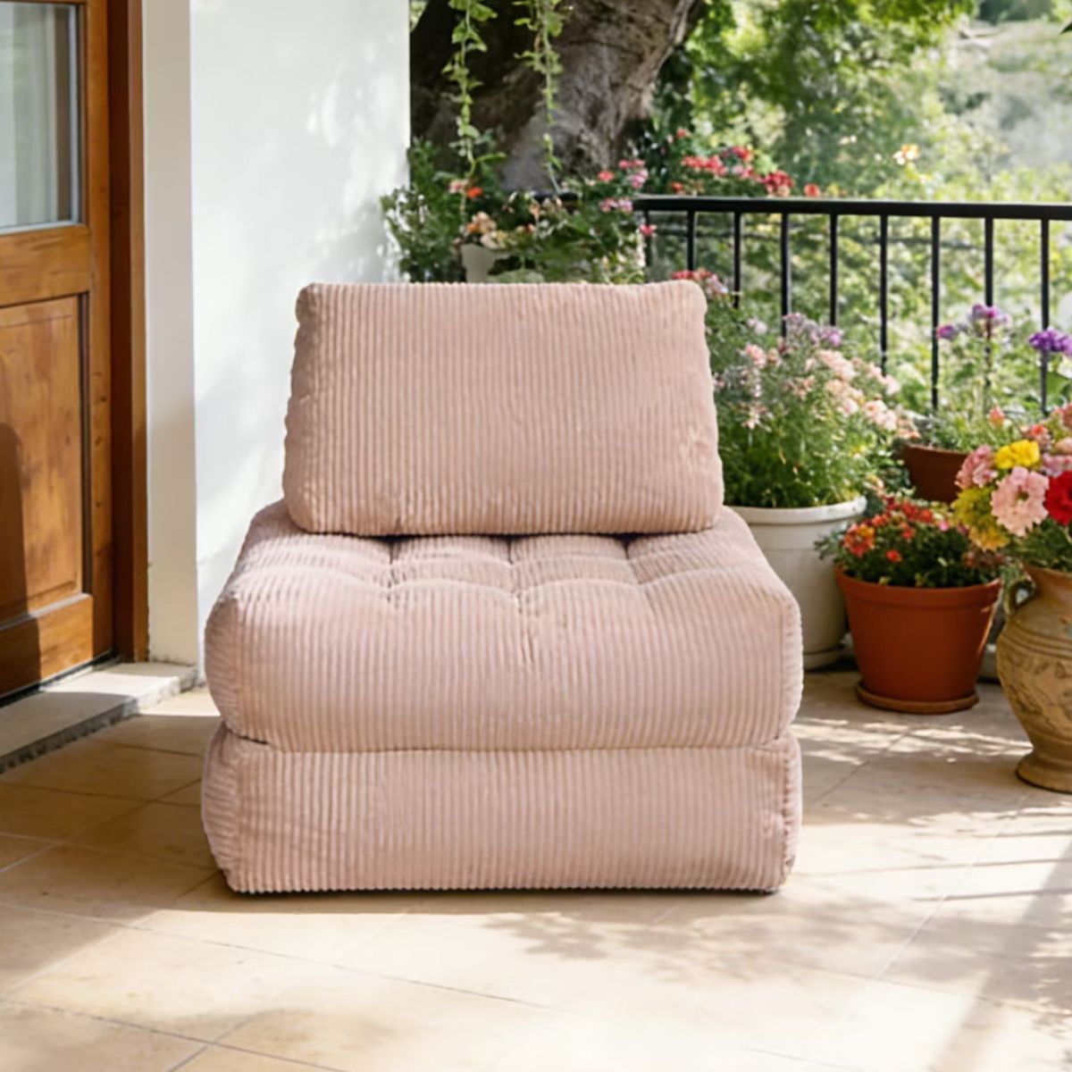 Corduroy Bean Bag Chair Bed with 2-in-1 Convertible Lounger Design