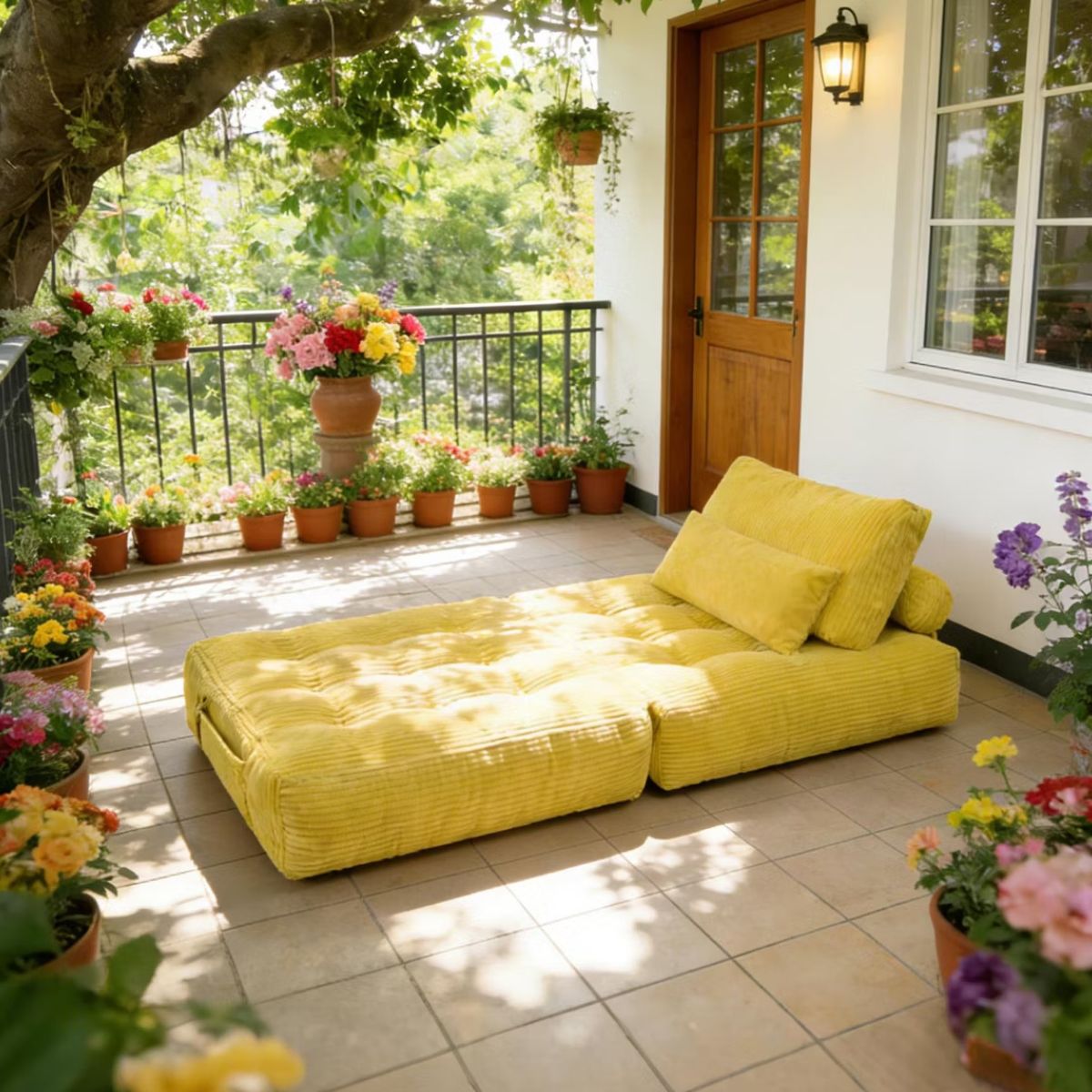 Corduroy Bean Bag Chair Bed with 2-in-1 Convertible Lounger Design