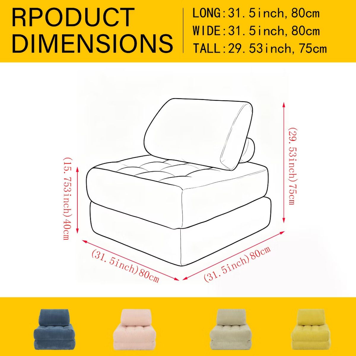Corduroy Bean Bag Chair Bed with 2-in-1 Convertible Lounger Design