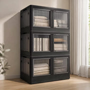 Stackable Storage Cabinet with Doors & Wheels for All Rooms, 3 or 4-Tier