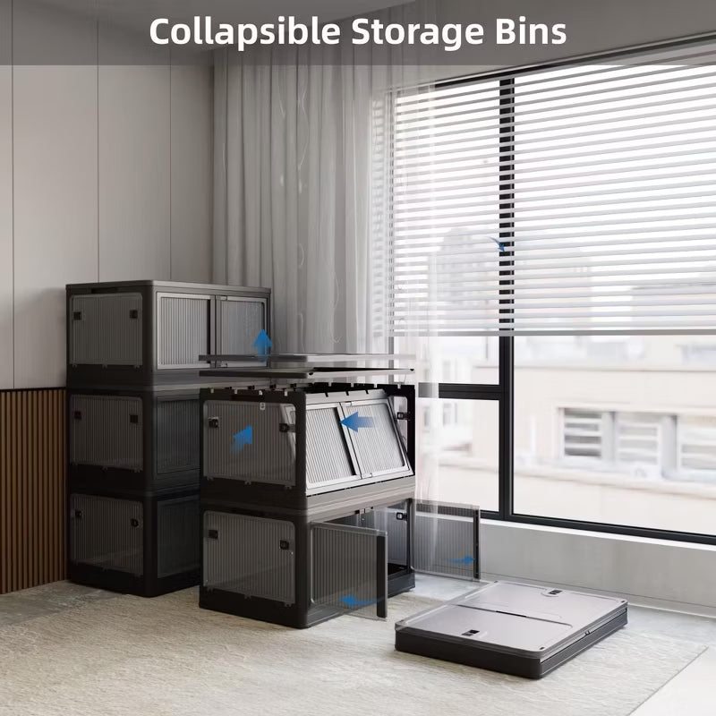 Stackable Storage Cabinet with Doors & Wheels for All Rooms, 3 or 4-Tier