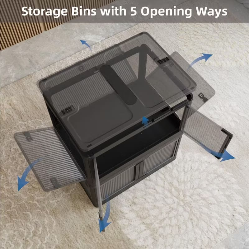 Stackable Storage Cabinet with Doors & Wheels for All Rooms, 3 or 4-Tier