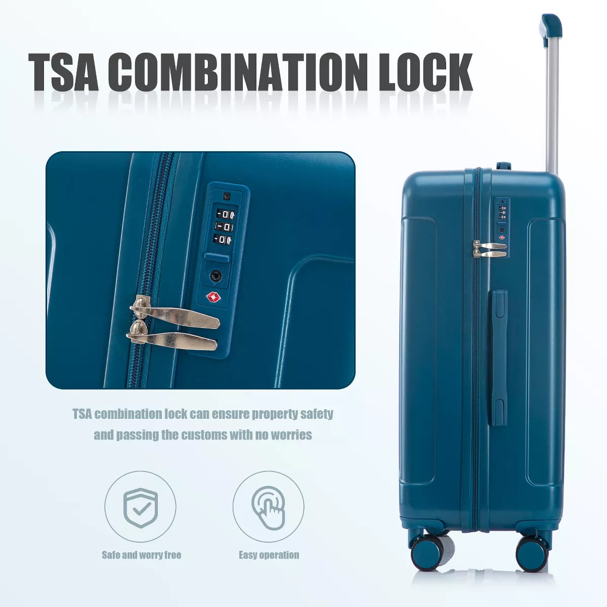 3 Piece Luggage Set with Durable ABS Hardshell, TSA Lock &Smooth 360 Spinner Wheels