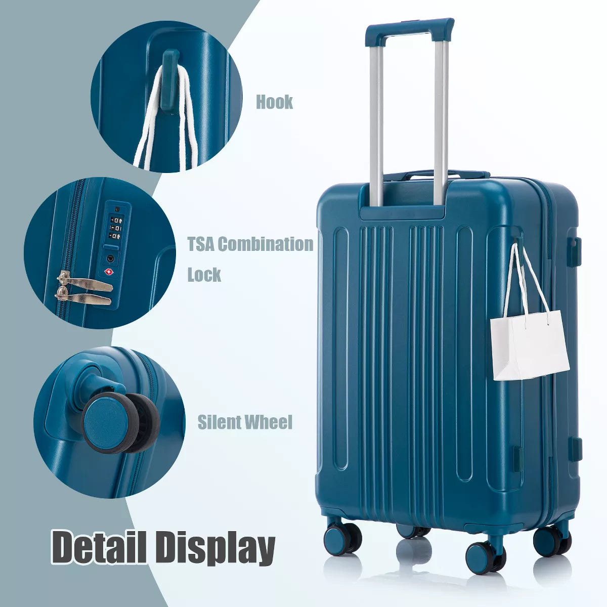 3 Piece Luggage Set with Durable ABS Hardshell, TSA Lock &Smooth 360 Spinner Wheels