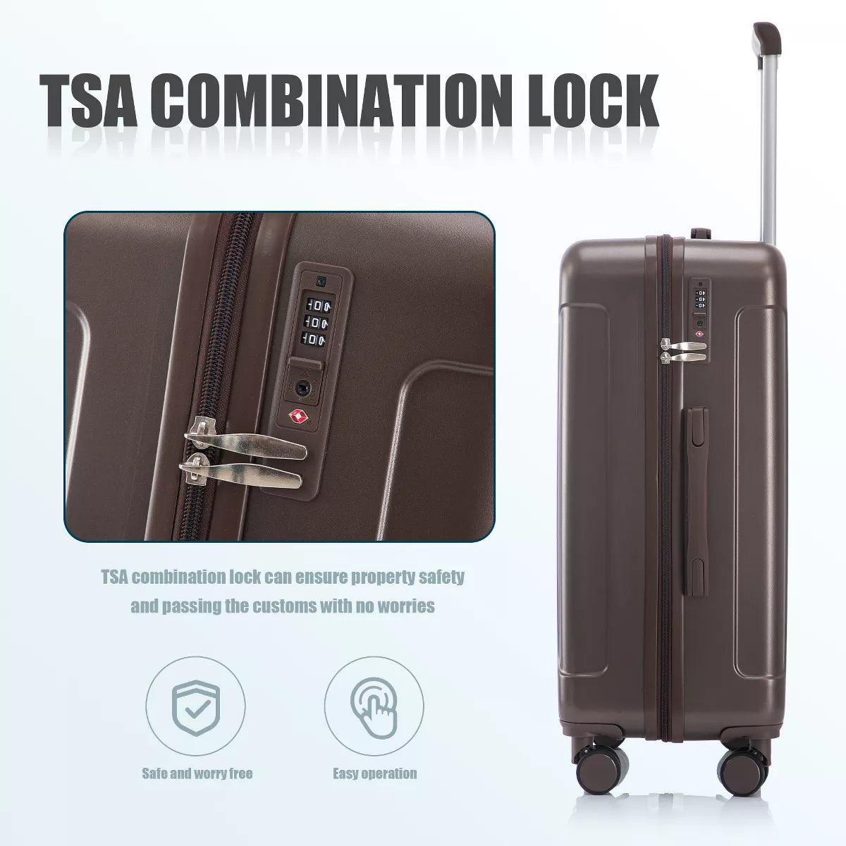 3 Piece Luggage Set with Durable ABS Hardshell, TSA Lock &Smooth 360 Spinner Wheels