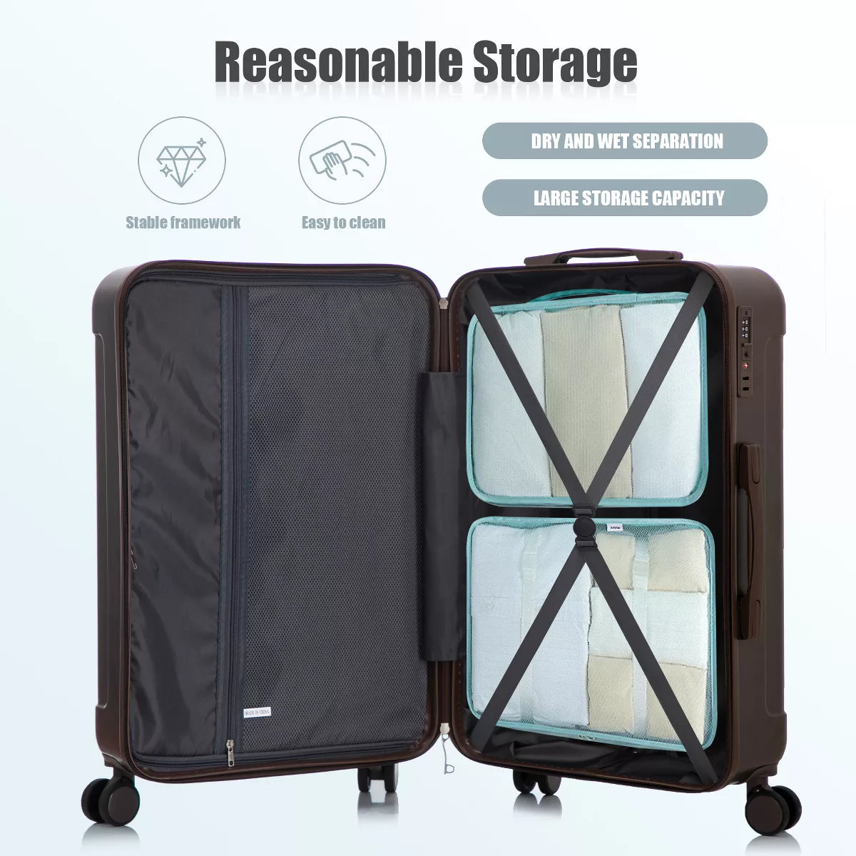3 Piece Luggage Set with Durable ABS Hardshell, TSA Lock &Smooth 360 Spinner Wheels