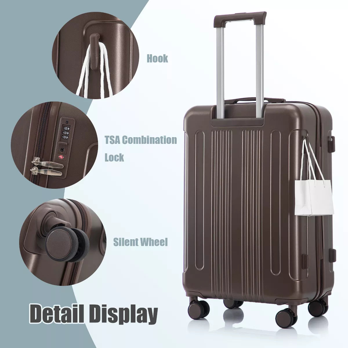 3 Piece Luggage Set with Durable ABS Hardshell, TSA Lock &Smooth 360 Spinner Wheels