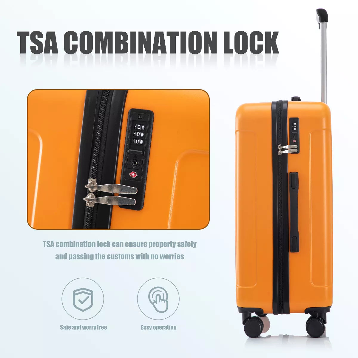 3 Piece Luggage Set with Durable ABS Hardshell, TSA Lock &Smooth 360 Spinner Wheels