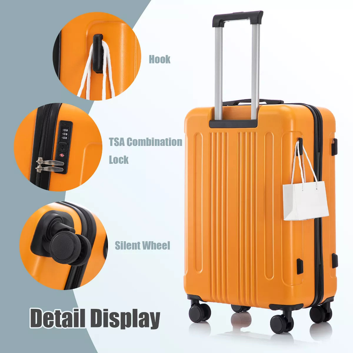 3 Piece Luggage Set with Durable ABS Hardshell, TSA Lock &Smooth 360 Spinner Wheels