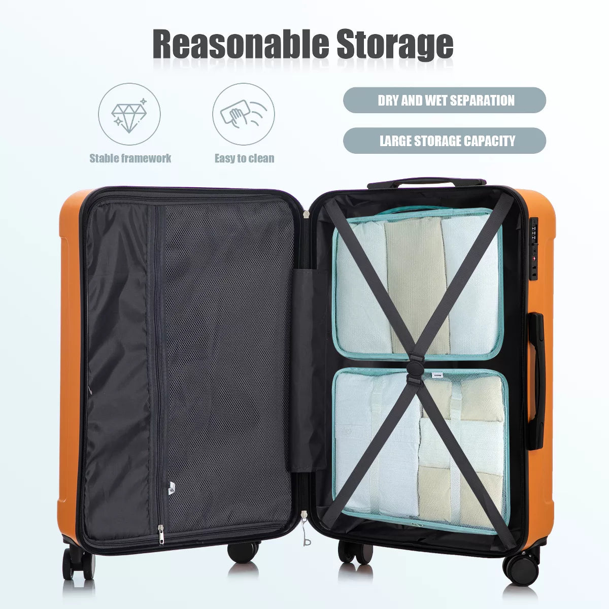 3 Piece Luggage Set with Durable ABS Hardshell, TSA Lock &Smooth 360 Spinner Wheels