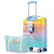 Carry-On Luggage Set with Spinner Wheels, TSA Lock & Cup Holder