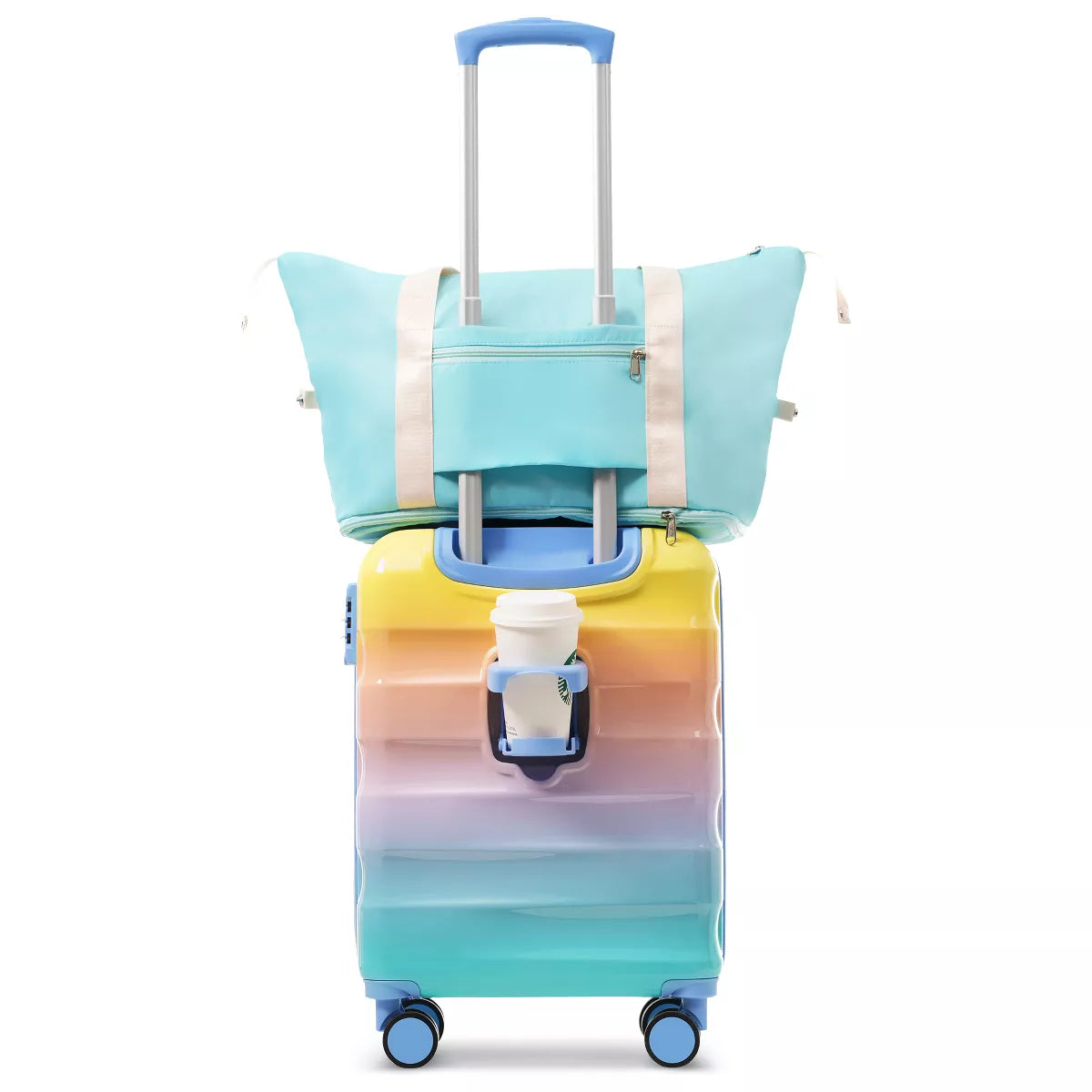 Carry-On Luggage Set with Spinner Wheels, TSA Lock & Cup Holder