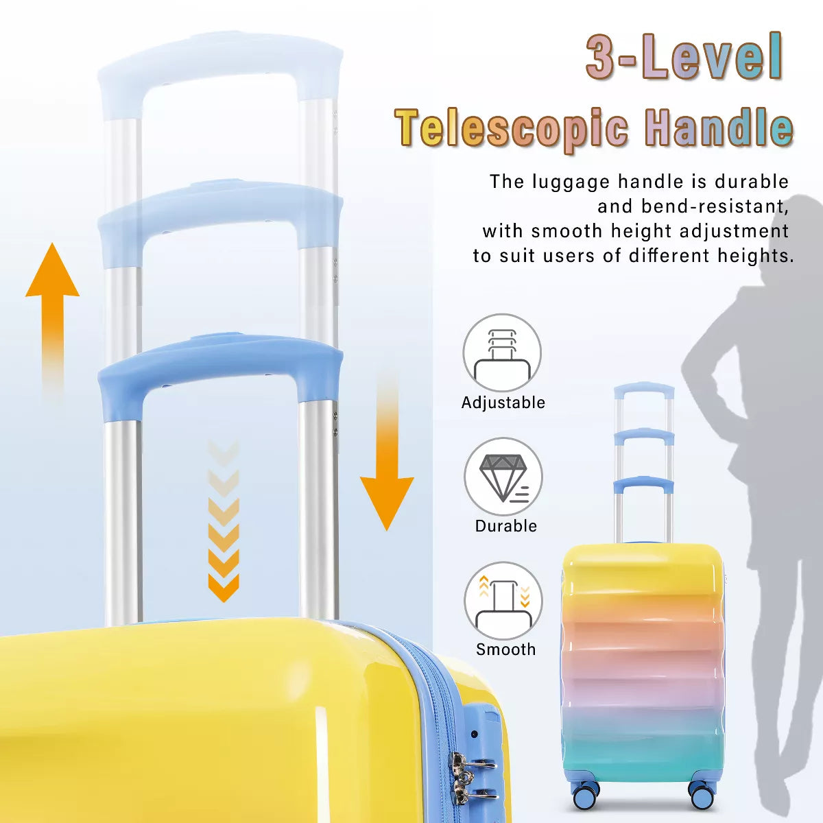 Carry-On Luggage Set with Spinner Wheels, TSA Lock & Cup Holder