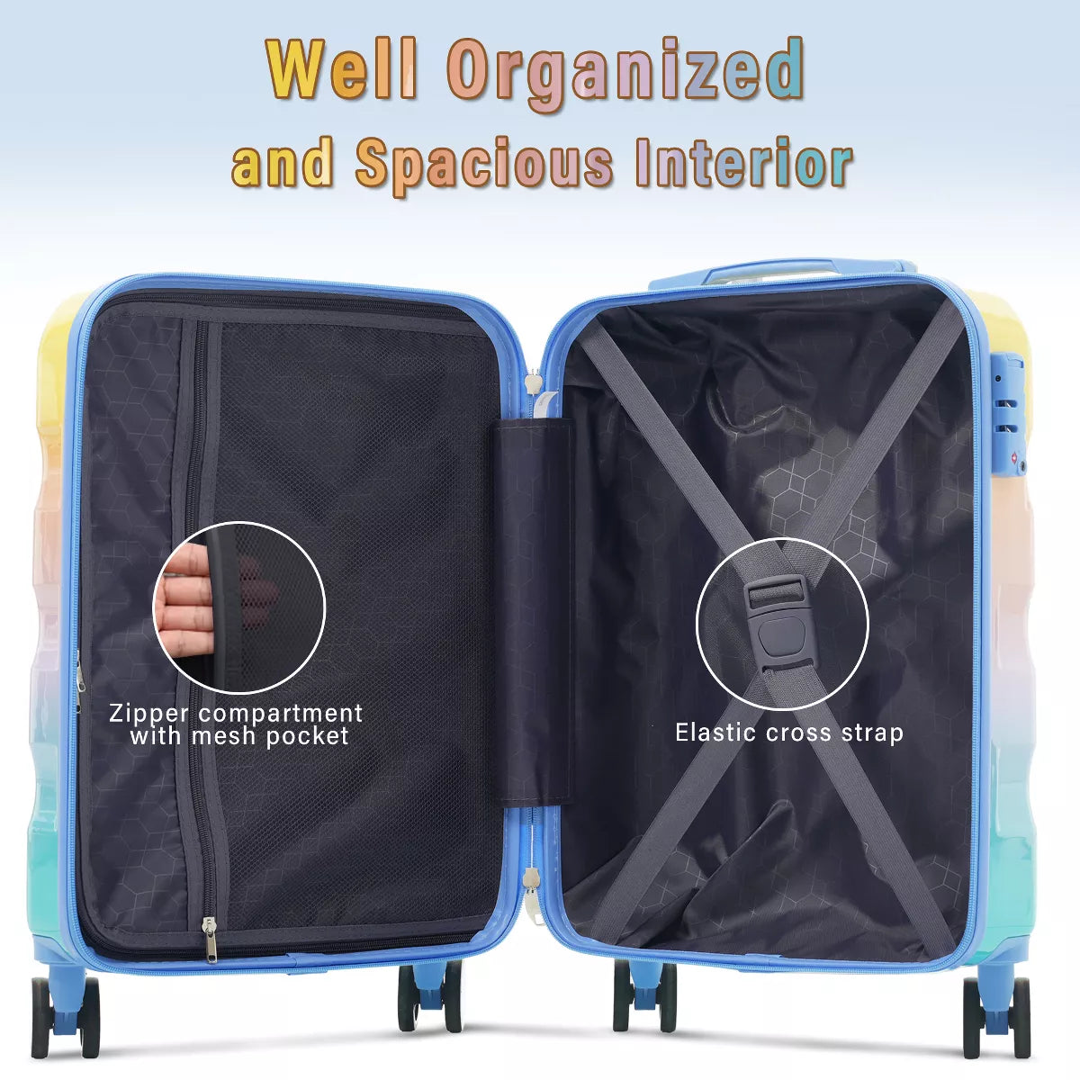Carry-On Luggage Set with Spinner Wheels, TSA Lock & Cup Holder