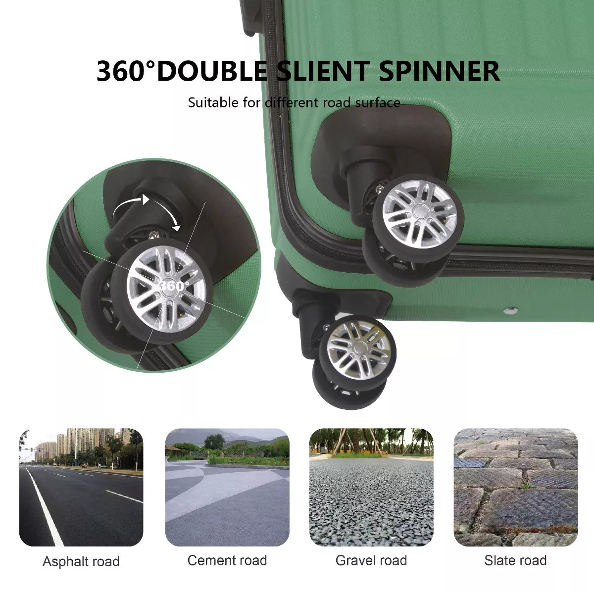 3-Piece ABS Hardside Luggage Set 20/24/28" with Spinner Wheels & TSA Lock