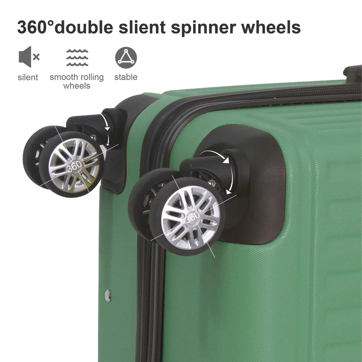 3-Piece ABS Hardside Luggage Set 20/24/28" with Spinner Wheels & TSA Lock