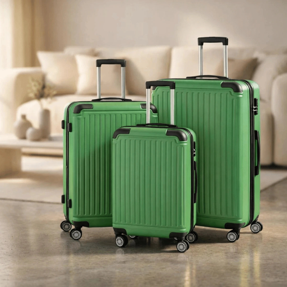 3-Piece ABS Hardside Luggage Set 20/24/28" with Spinner Wheels & TSA Lock