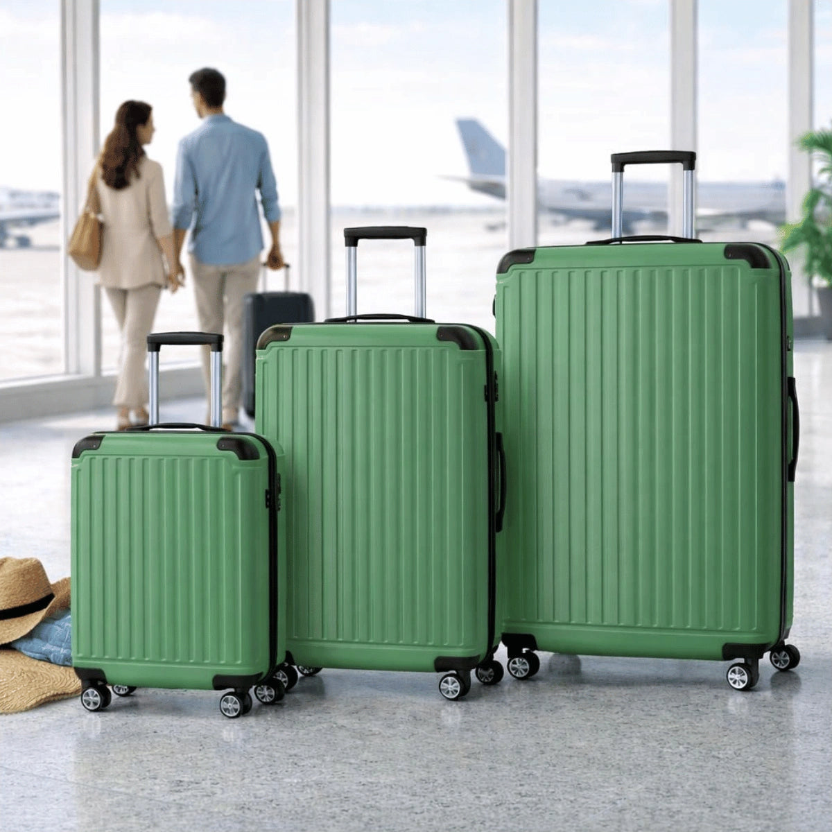 3-Piece ABS Hardside Luggage Set 20/24/28" with Spinner Wheels & TSA Lock