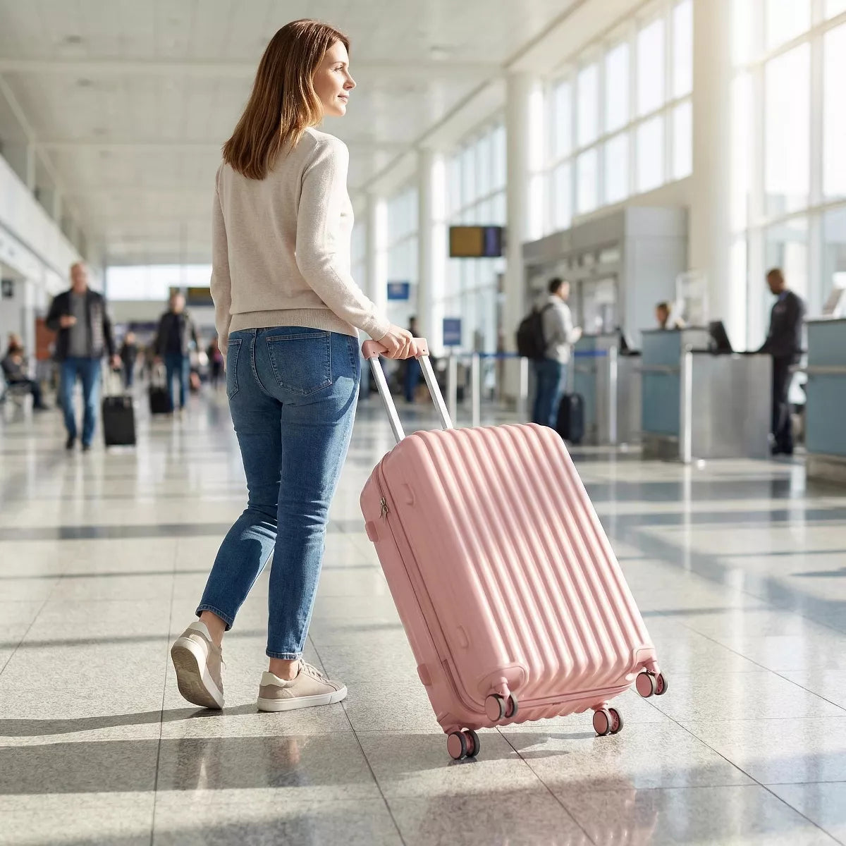 3-Piece ABS Spinner Luggage Set with USB Cup Holder & Phone Stand