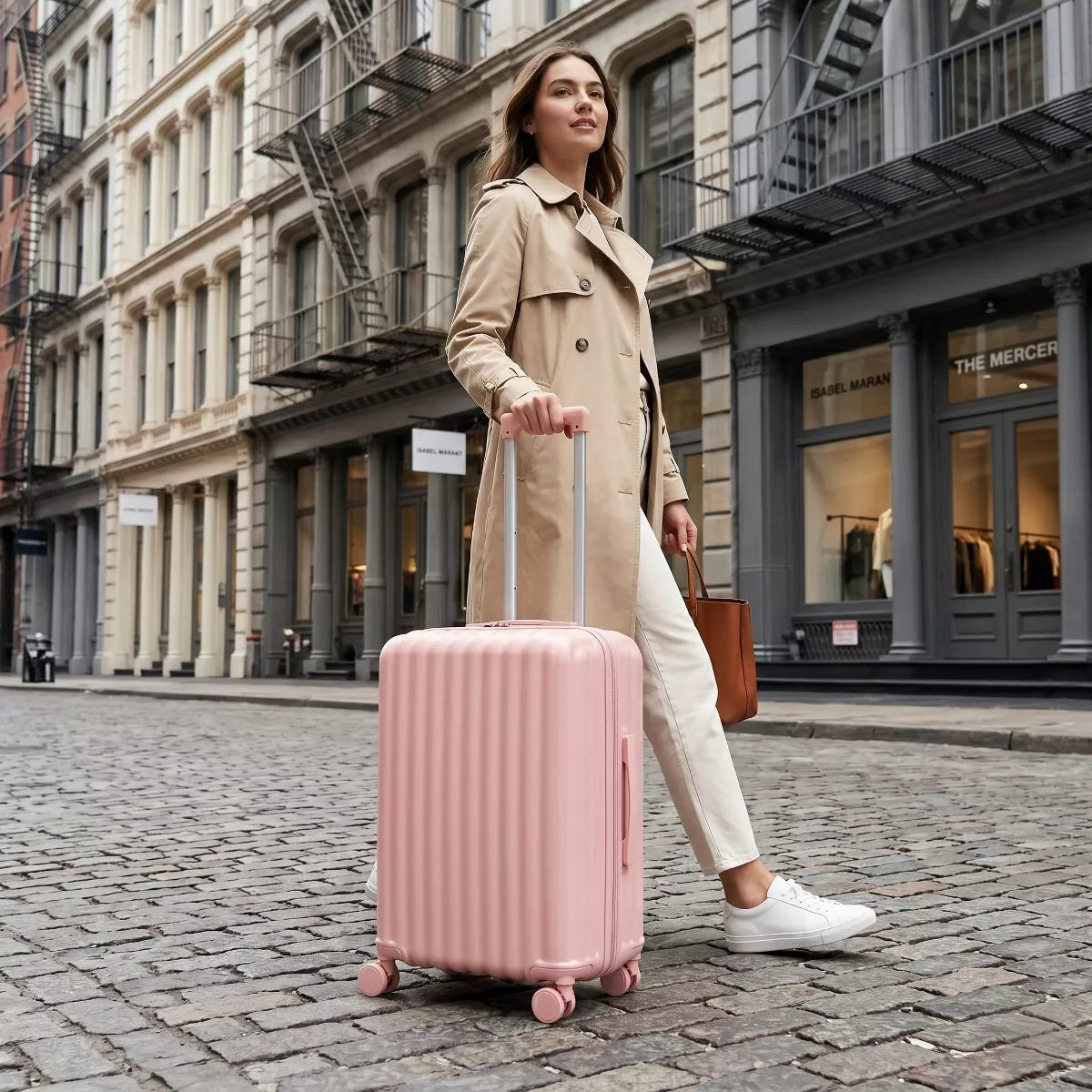3-Piece ABS Spinner Luggage Set with USB Cup Holder & Phone Stand