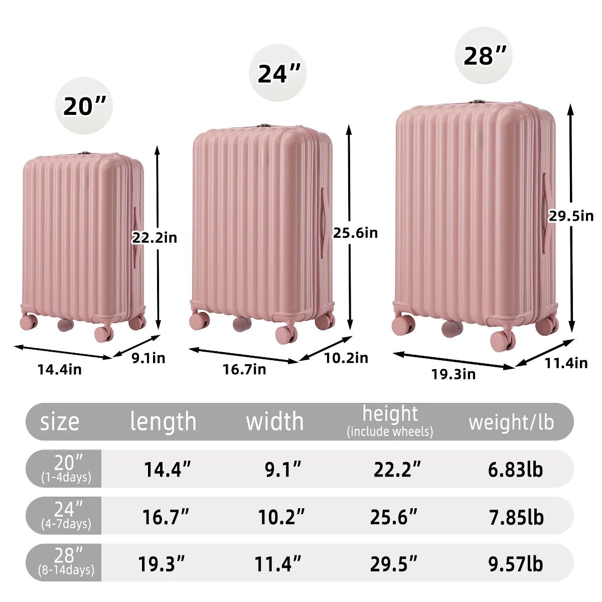 3-Piece ABS Spinner Luggage Set with USB Cup Holder & Phone Stand