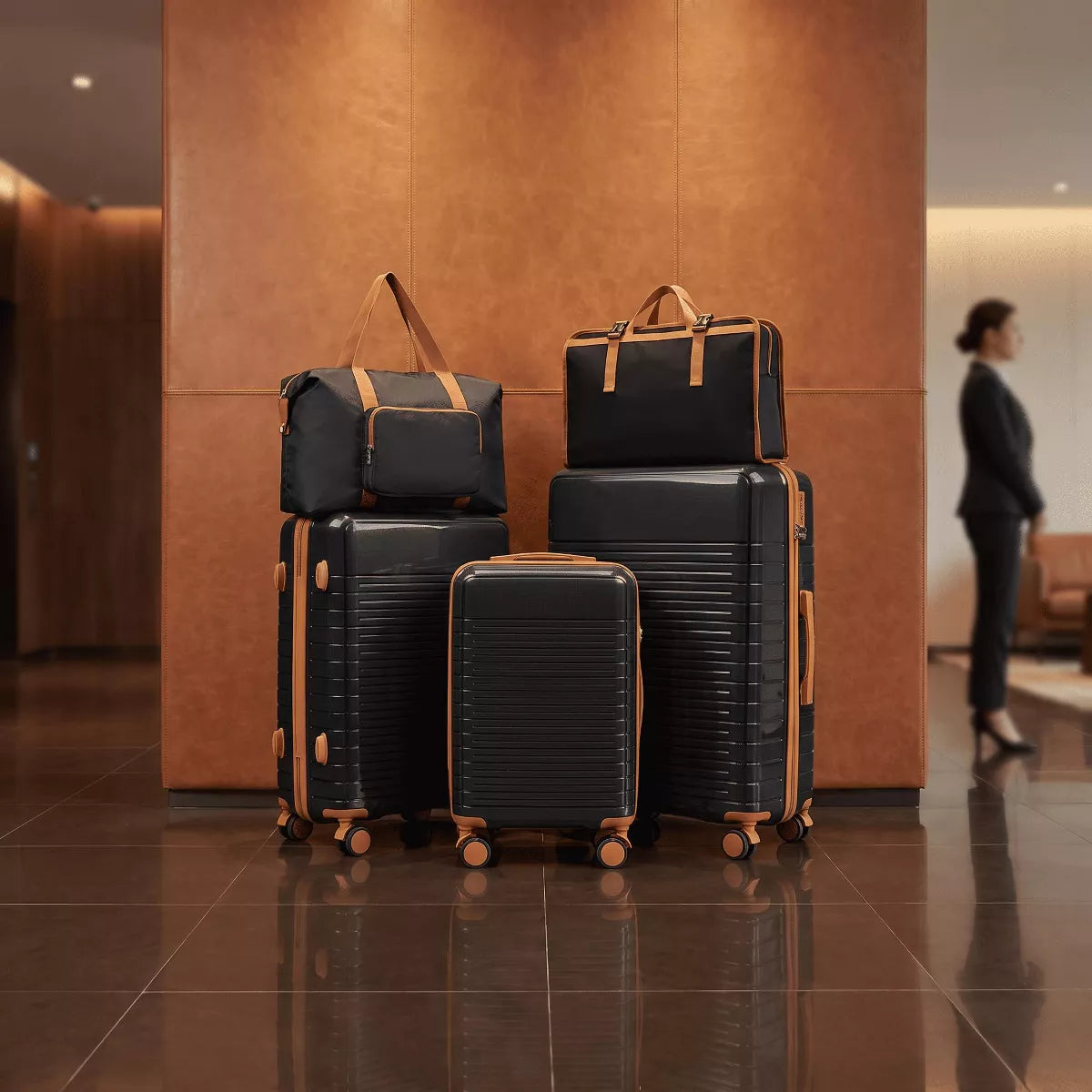 5-Piece PP Luggage Set with TSA Lock & Silent Spinner Wheels