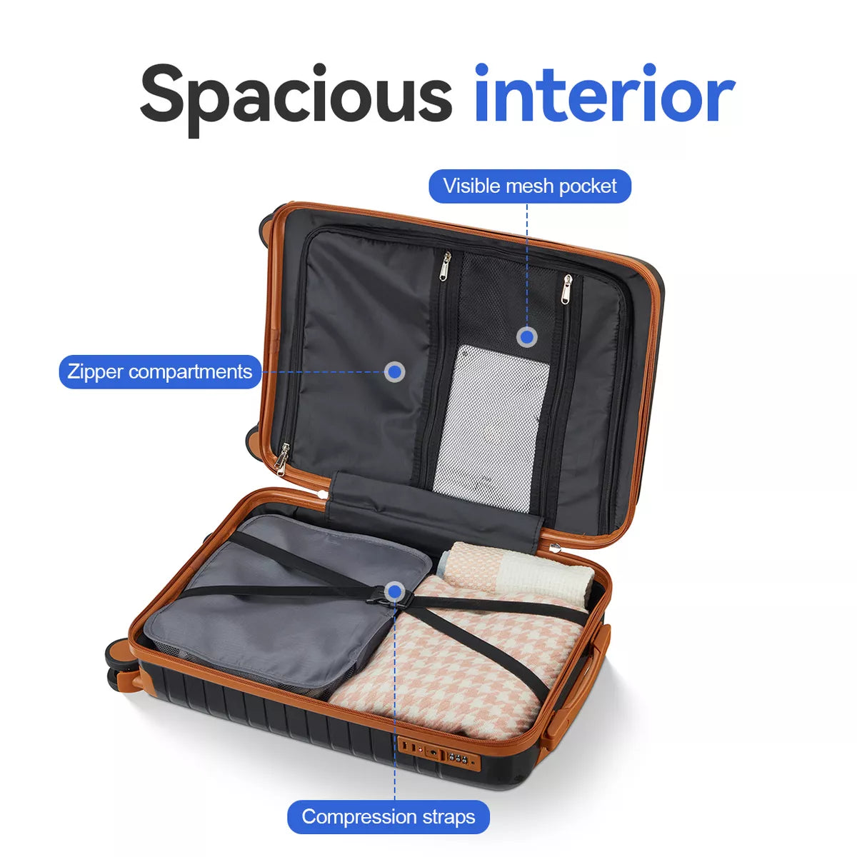 5-Piece PP Luggage Set with TSA Lock & Silent Spinner Wheels