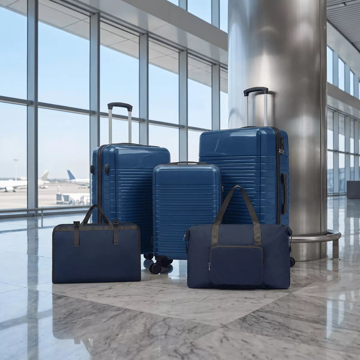 5-Piece PP Luggage Set with TSA Lock & Silent Spinner Wheels