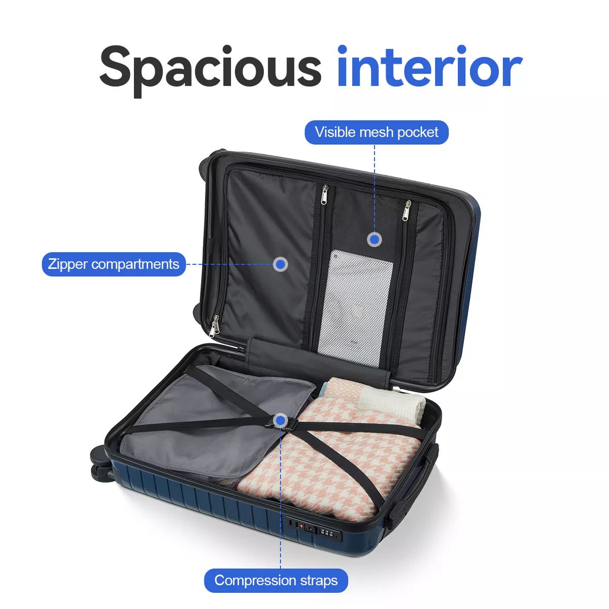 5-Piece PP Luggage Set with TSA Lock & Silent Spinner Wheels
