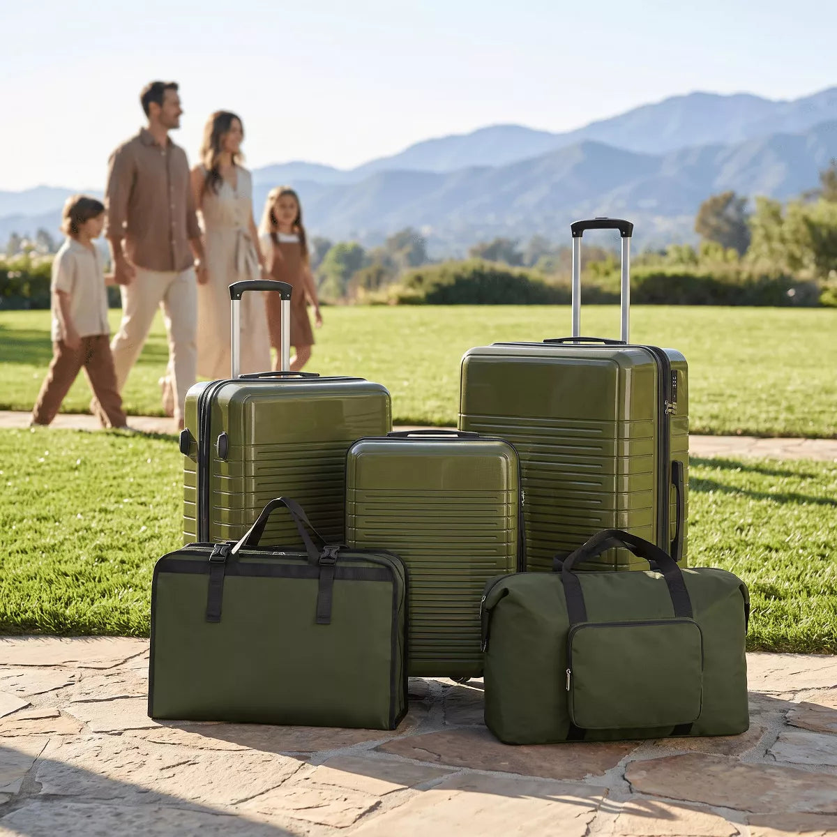 5-Piece PP Luggage Set with TSA Lock & Silent Spinner Wheels