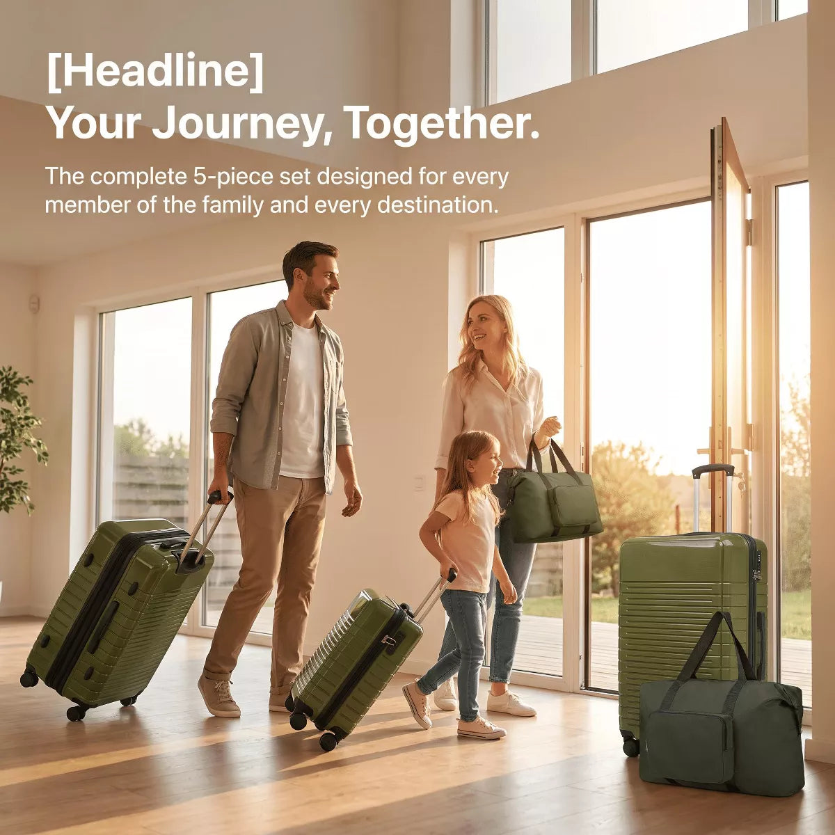 5-Piece PP Luggage Set with TSA Lock & Silent Spinner Wheels