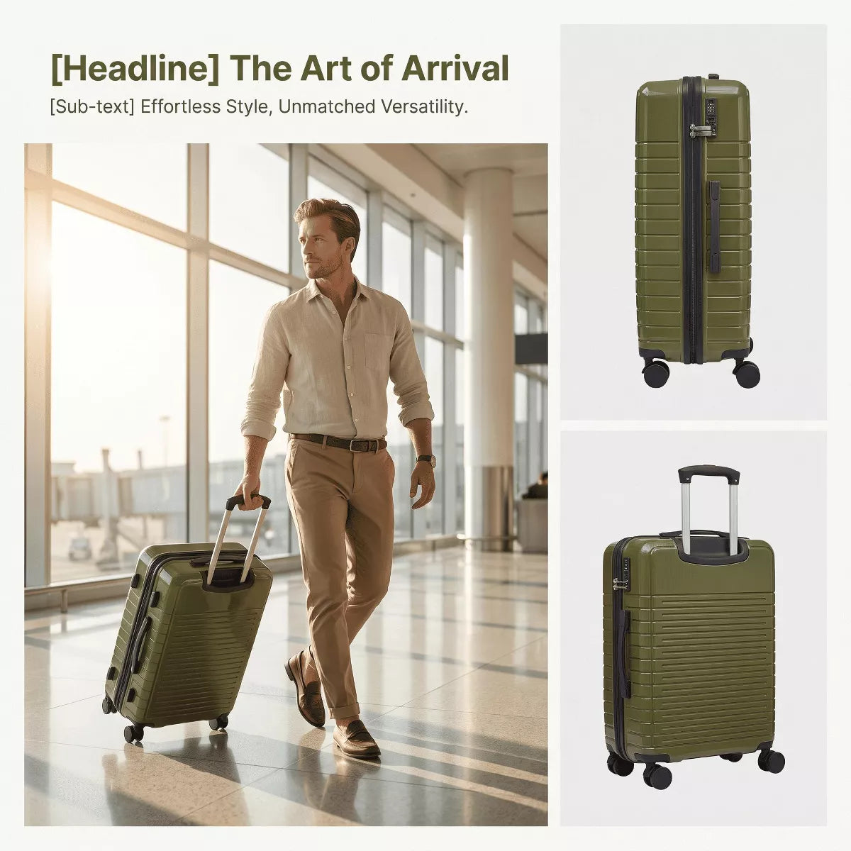 5-Piece PP Luggage Set with TSA Lock & Silent Spinner Wheels