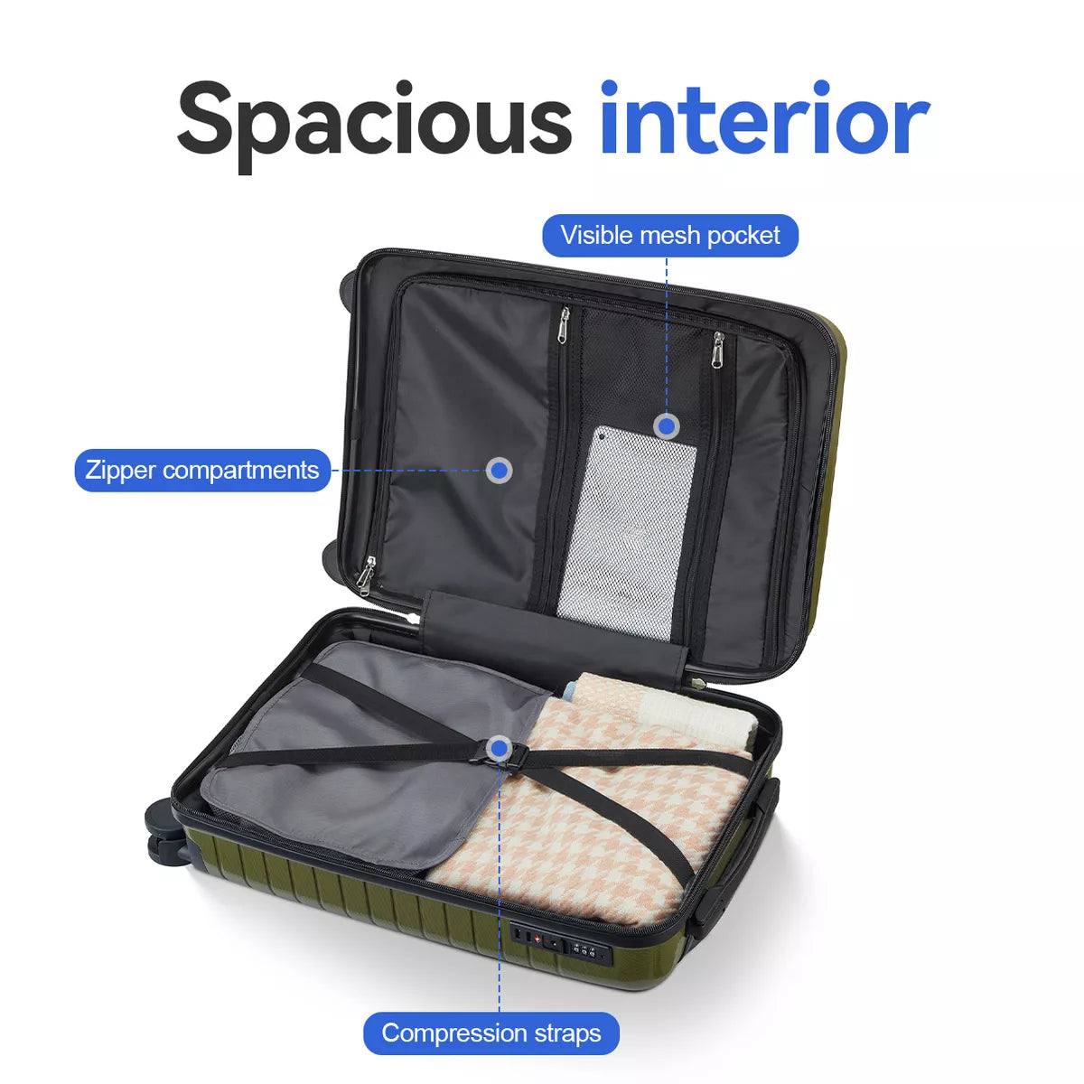 5-Piece PP Luggage Set with TSA Lock & Silent Spinner Wheels