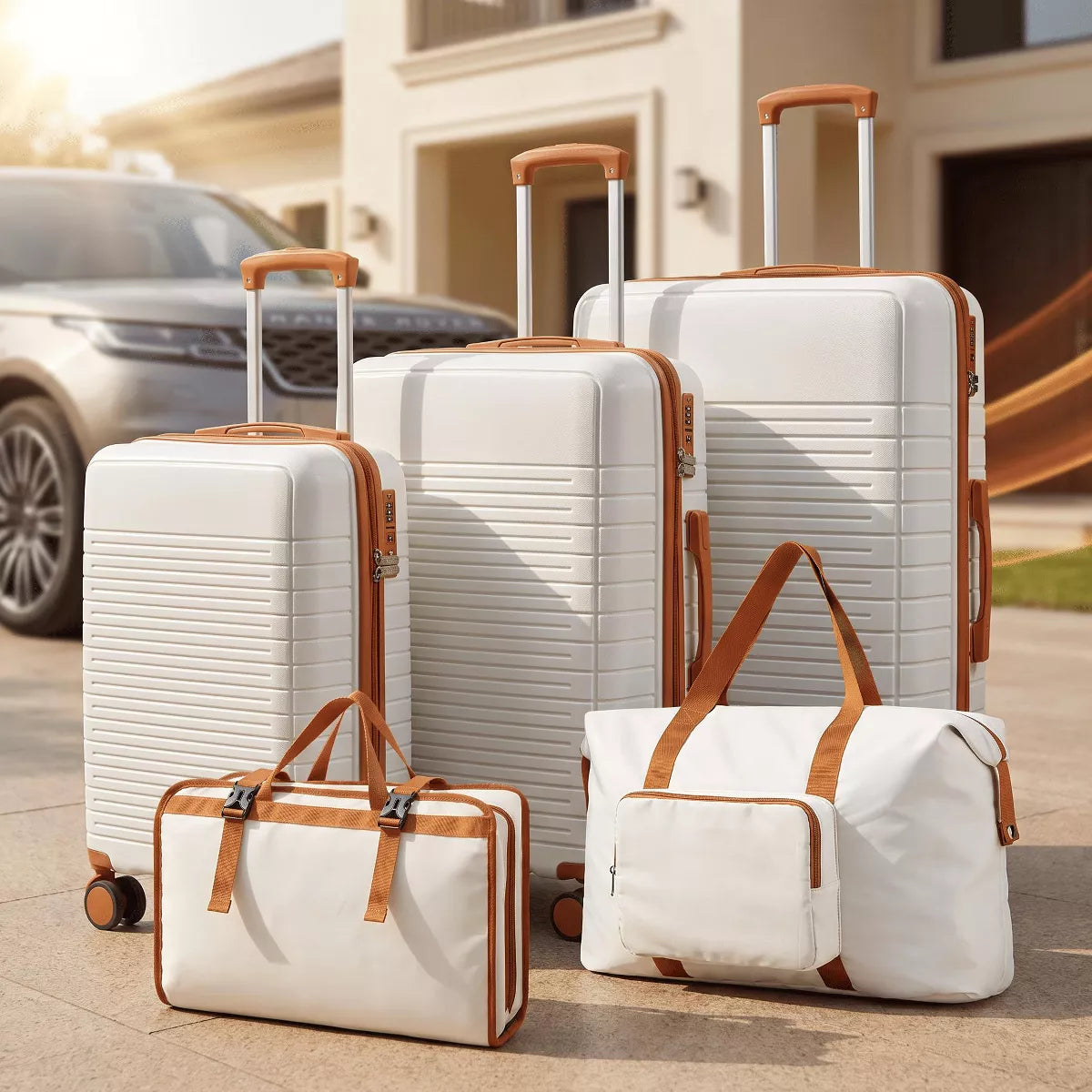 5-Piece PP Luggage Set with TSA Lock & Silent Spinner Wheels