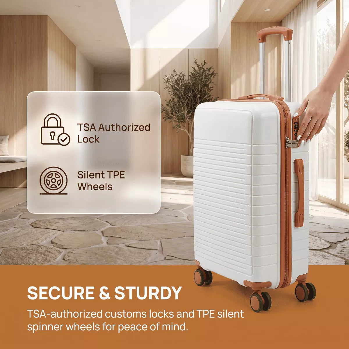 5-Piece PP Luggage Set with TSA Lock & Silent Spinner Wheels