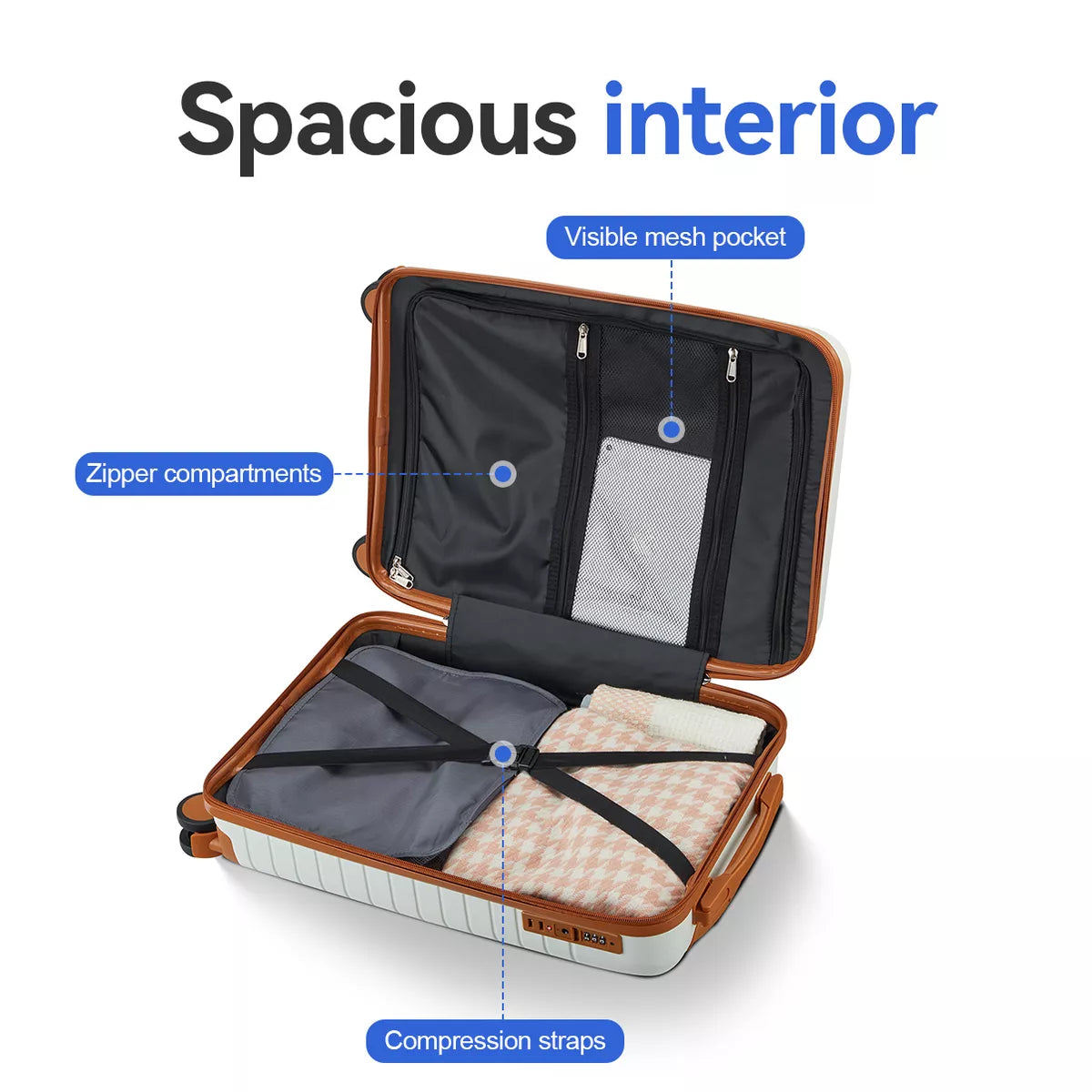 5-Piece PP Luggage Set with TSA Lock & Silent Spinner Wheels