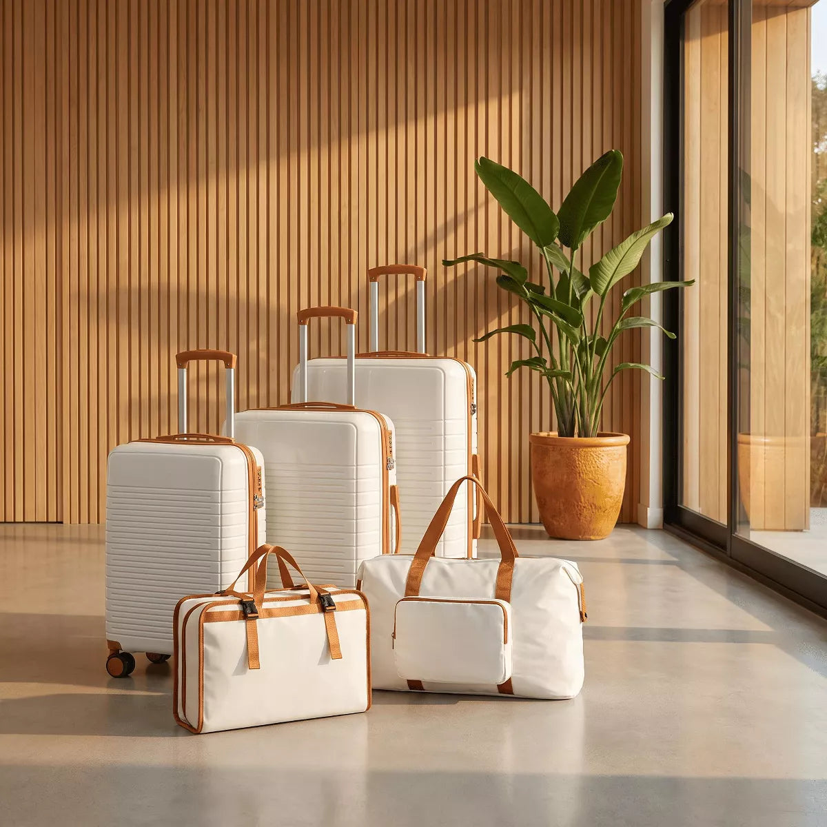 5-Piece PP Luggage Set with TSA Lock & Silent Spinner Wheels