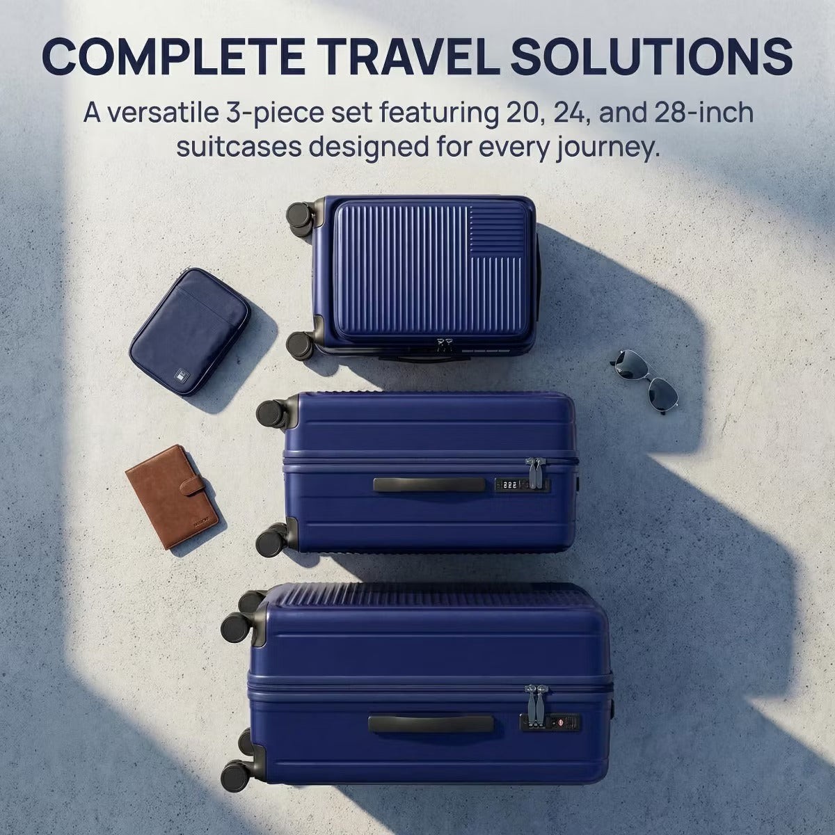 Front Opening Luggage Set with TSA Lock, Expandable Hardshell Suitcases