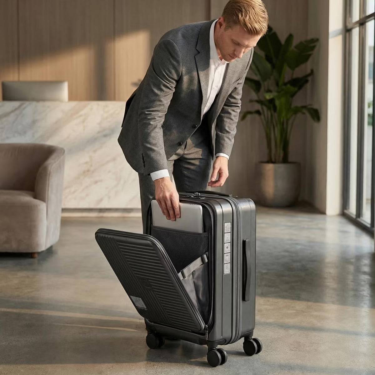 Front Opening Luggage Set with TSA Lock, Expandable Hardshell Suitcases