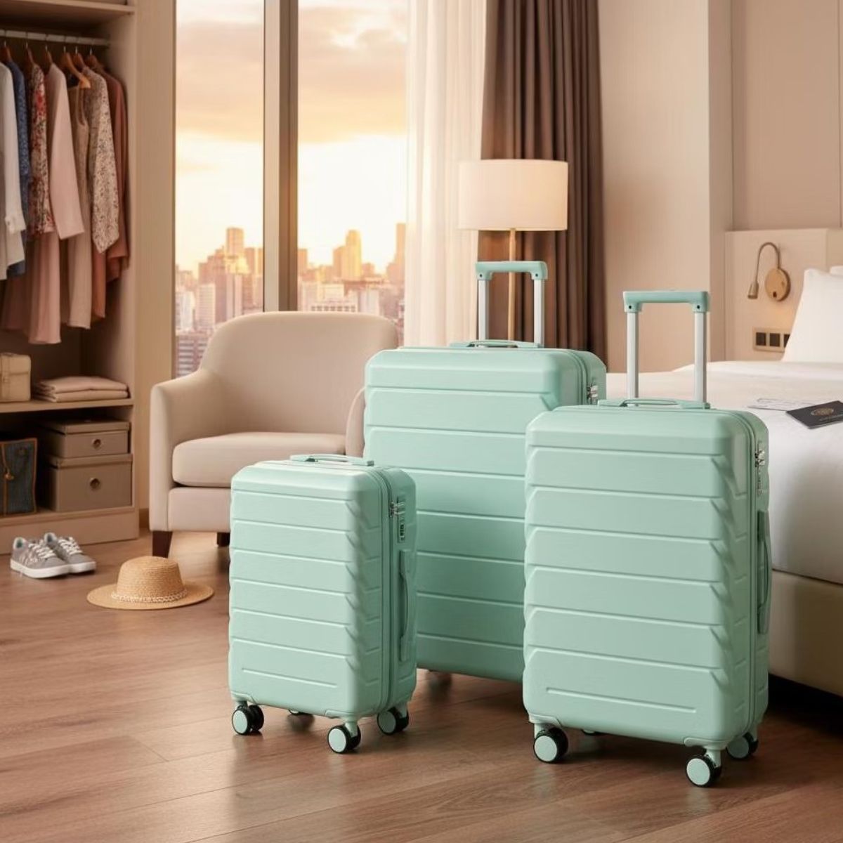3-Piece Luggage Set with Lightweight ABS Shell & Spinner Wheels
