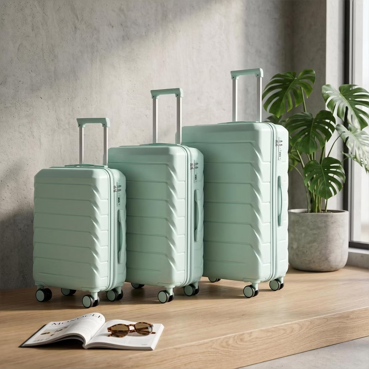 3-Piece Luggage Set with Lightweight ABS Shell & Spinner Wheels