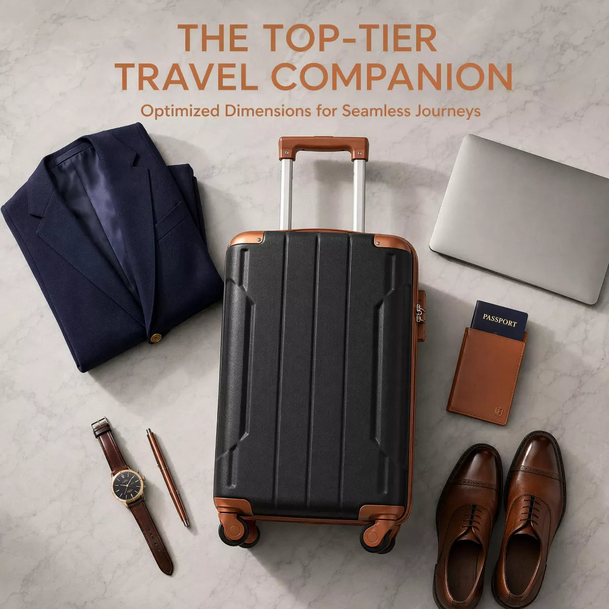 Carry On Spinner Suitcase - Lightweight ABS Hardshell with TSA Lock
