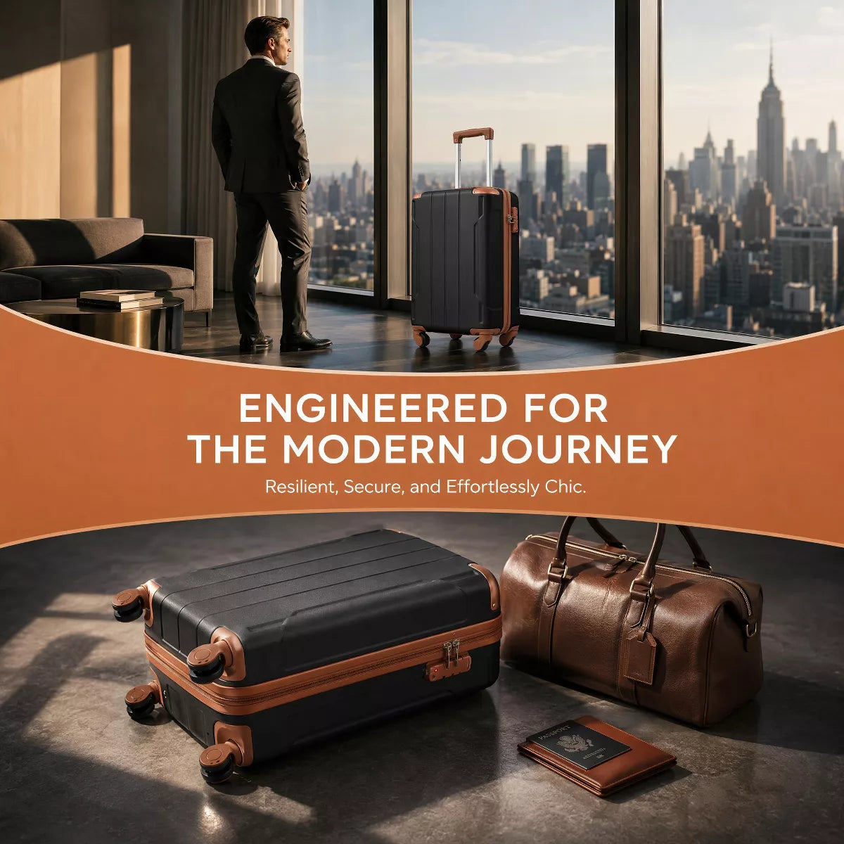 Carry On Spinner Suitcase - Lightweight ABS Hardshell with TSA Lock